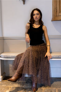 Tulle Skirt in Small Leopard Print