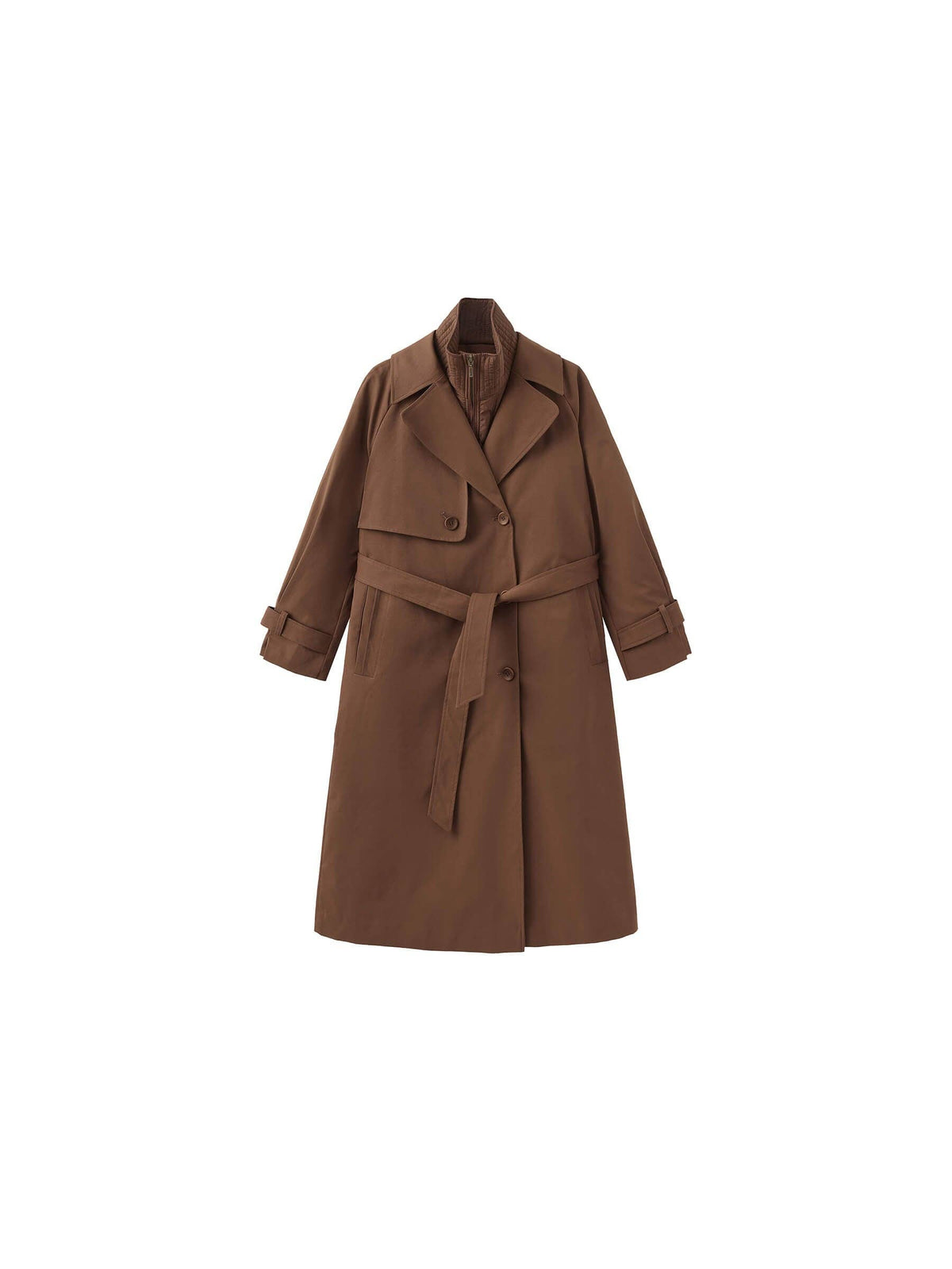 ONE BY CUBIC Double-Layer Long Trench Coat Style Down Coat
