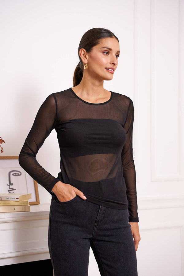 Long Sleeve Mesh Top