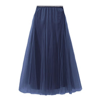 Midi Tulle Skirt in Navy Blue