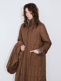 ONE BY CUBIC Double-Layer Long Trench Coat Style Down Coat