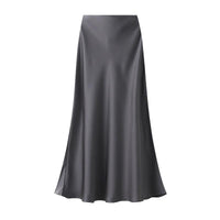 Satin Slip Skirt in Gunmetal Grey