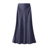Satin Slip Skirt in Navy