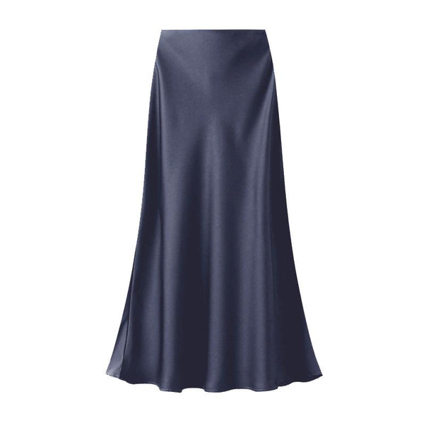 Satin Slip Skirt in Navy