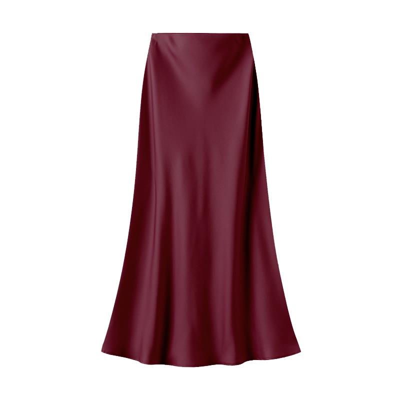 Satin Slip Skirt in Wine