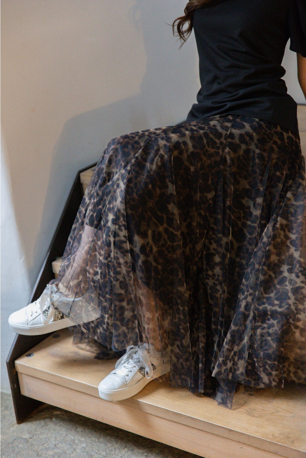 Tulle Skirt in Large Leopard Print