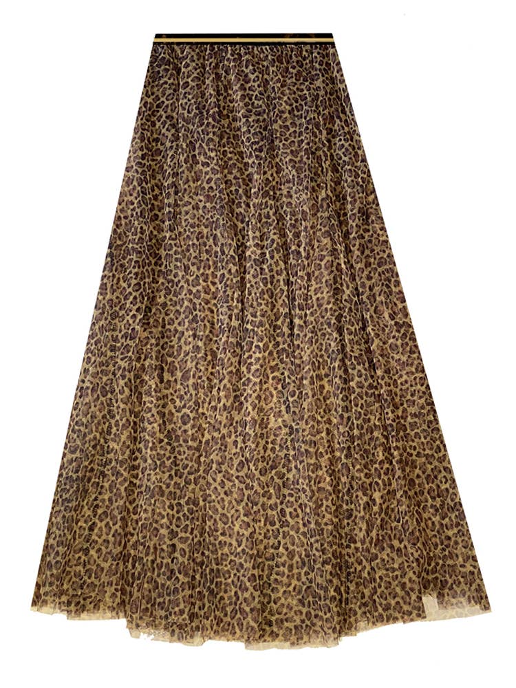 Tulle Skirt in Small Leopard Print