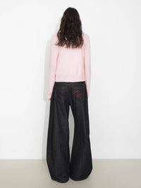 Vintage Curved Wide-Leg Trousers