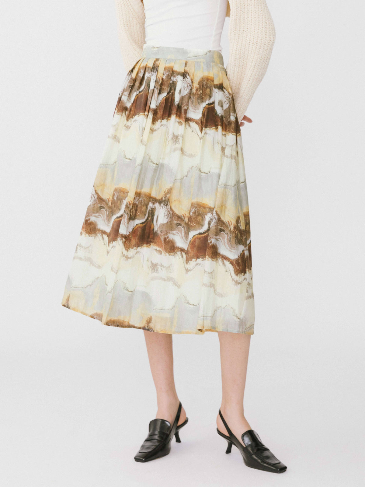 Coast Printed Pleated Skirt
