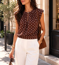 Satin Polka Dot Top | Chocolate