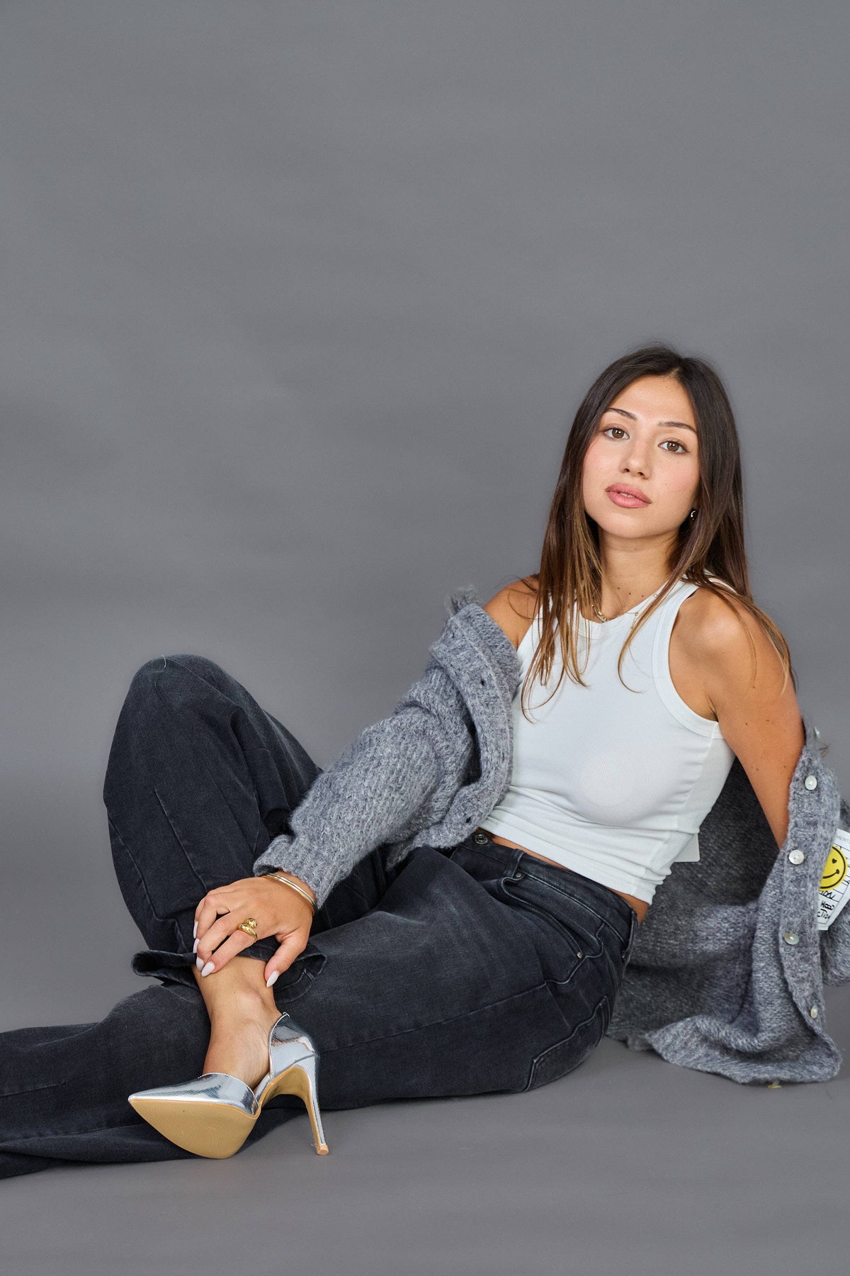 Louisa Barrel Jeans | Charcoal Grey