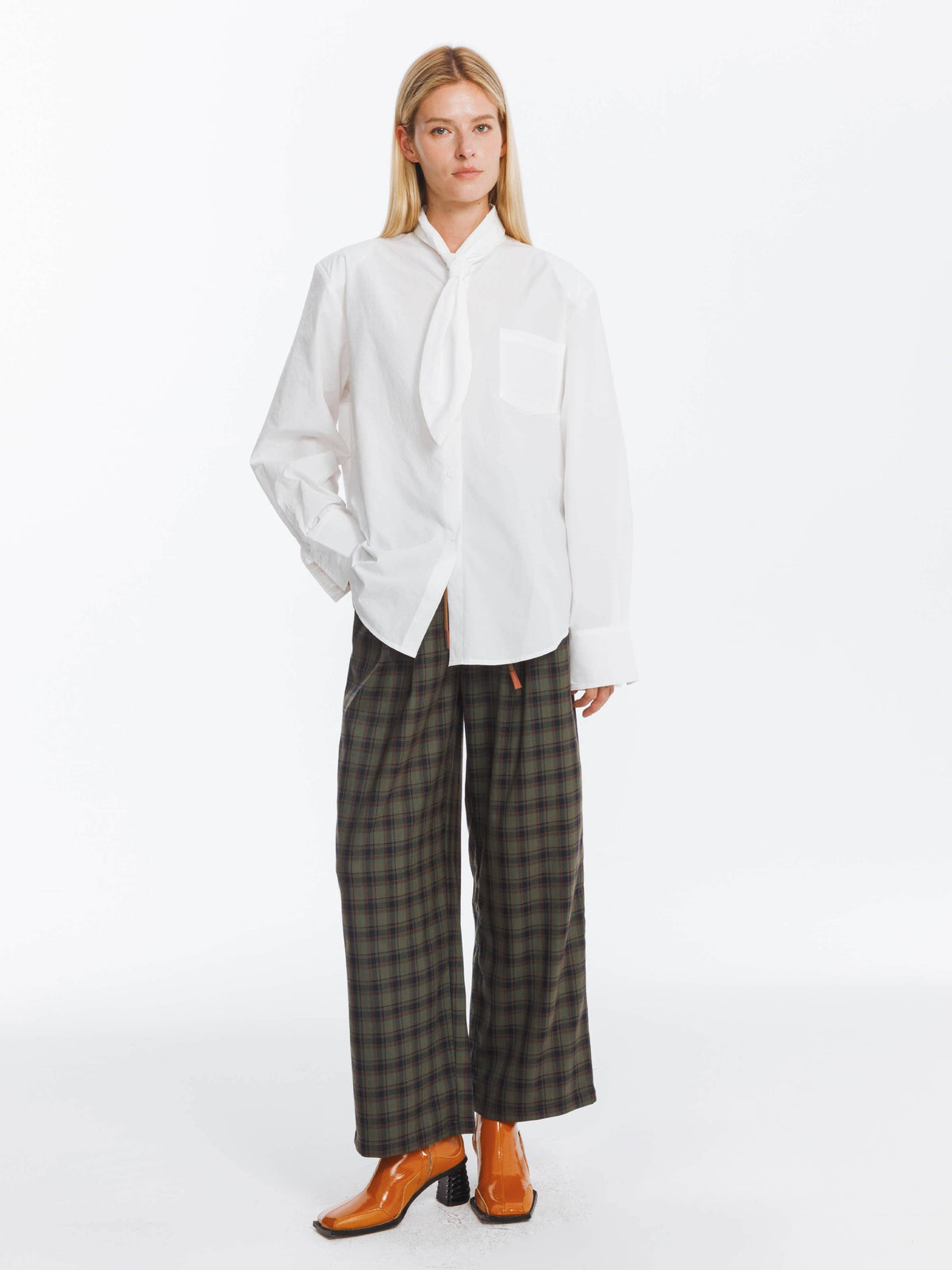 Vintage Tie Loose Striped Shirt | White
