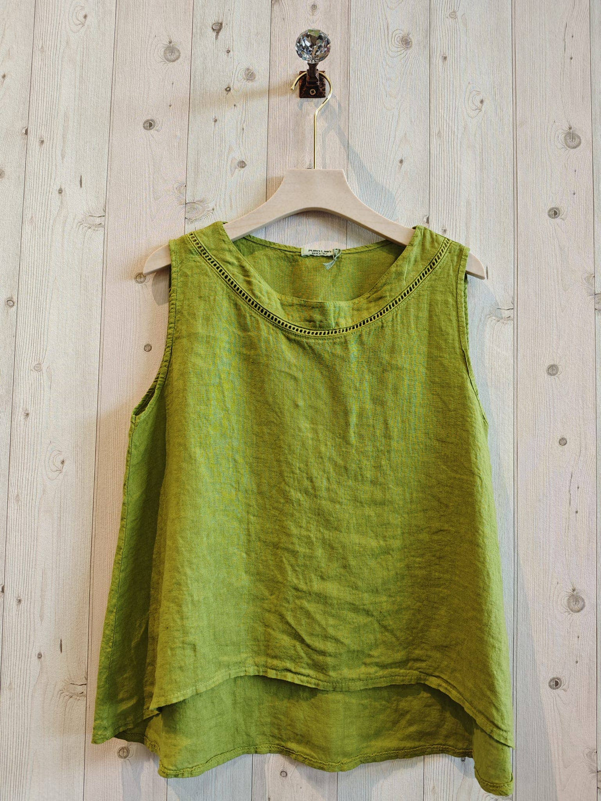 Linen Vest Top with Lace Detail