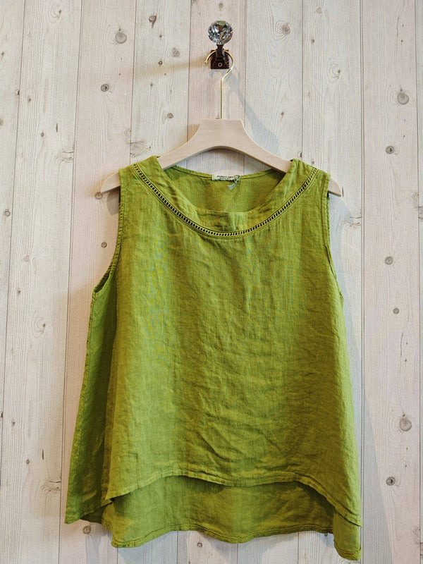 Linen Vest Top with Lace Detail