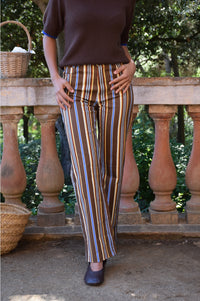 Inés Striped Chocolate Brown Jeans