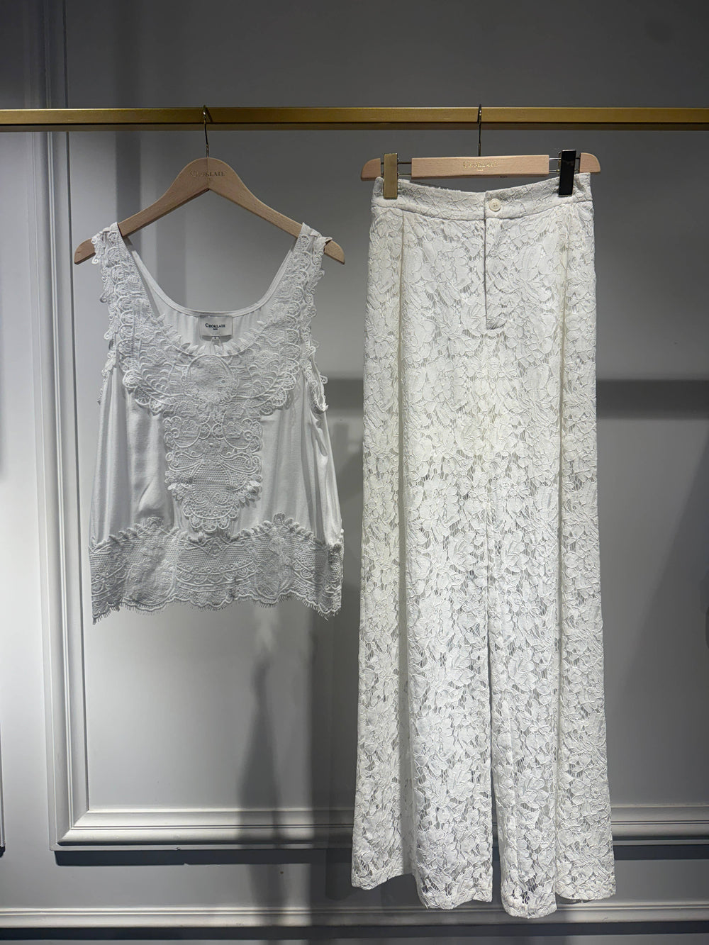 Lace Panel Vest | White