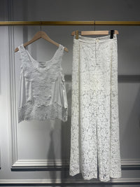 Lace Panel Vest | White