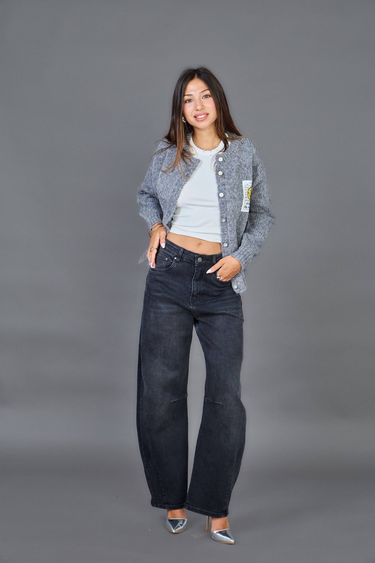 Louisa Barrel Jeans | Charcoal Grey