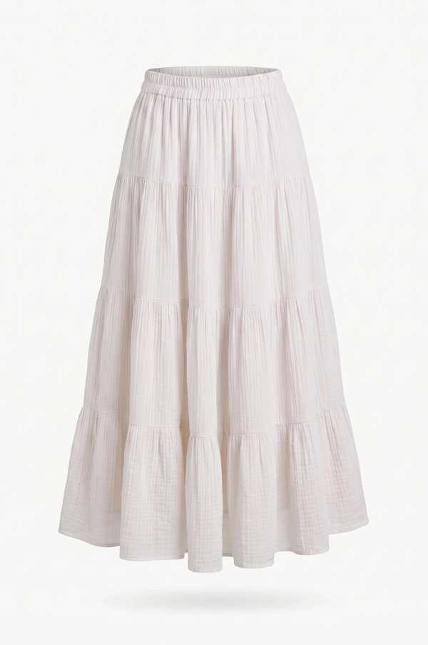 Cotton Tiered Skirt | Blue