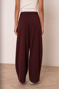 Nikki Wide Barrel Trousers | Merlot