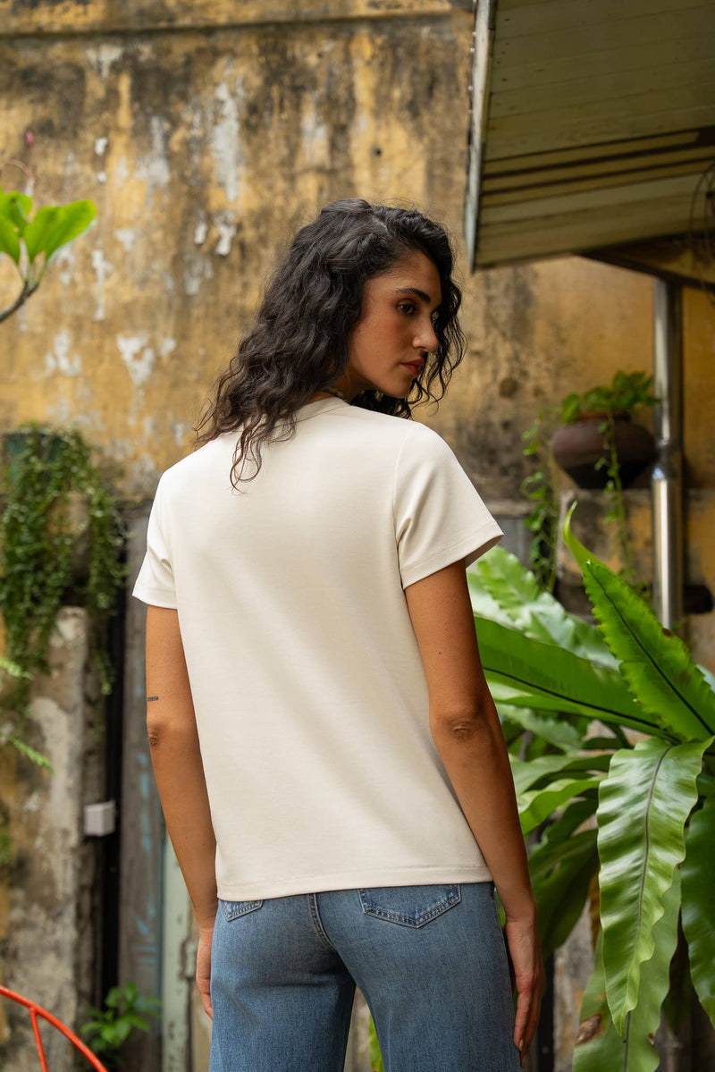 BASIC Crew Neck T-shirt | Ecru