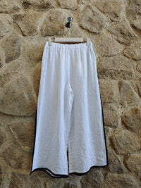 Wide Leg Split Leg Linen Trousers