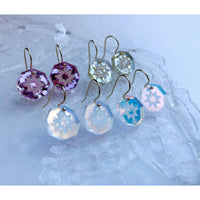 Mini Star Geo Drop Earrings - Pink Glitter