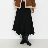 Vintage Lyocell Blend Asymmetric A-Line Midi Skirt