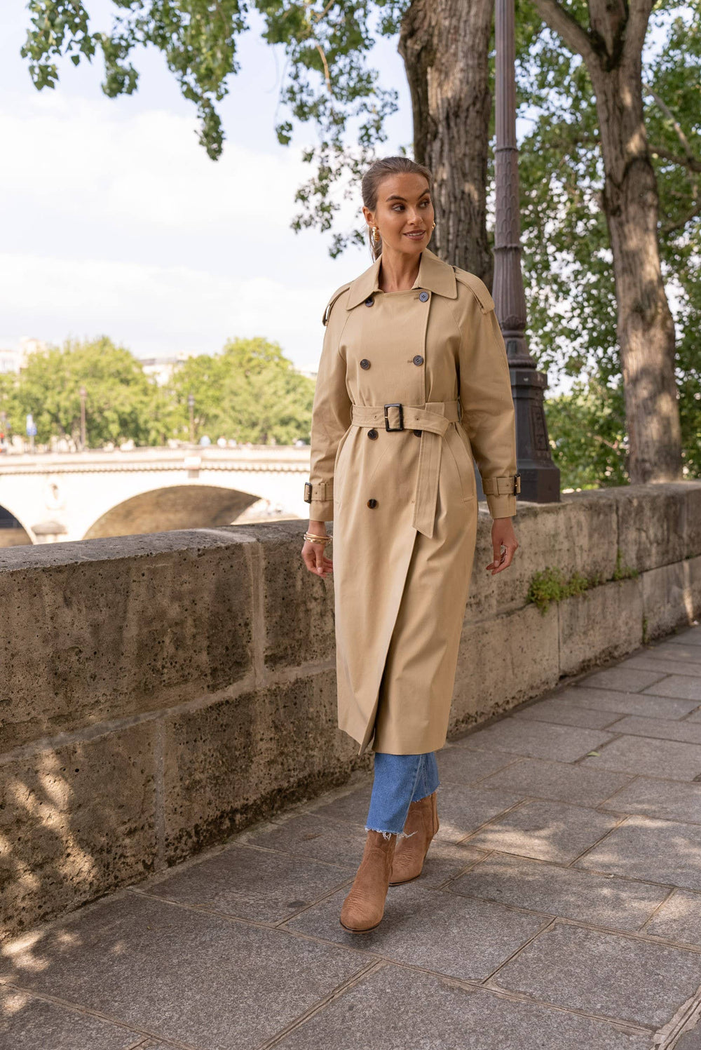 Extra-long Oversized Cotton Trench Coat with Belt