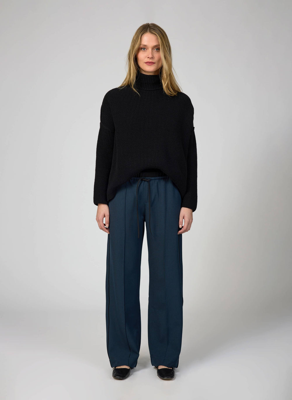 Wide Fit Sports Luxe Navy Trousers