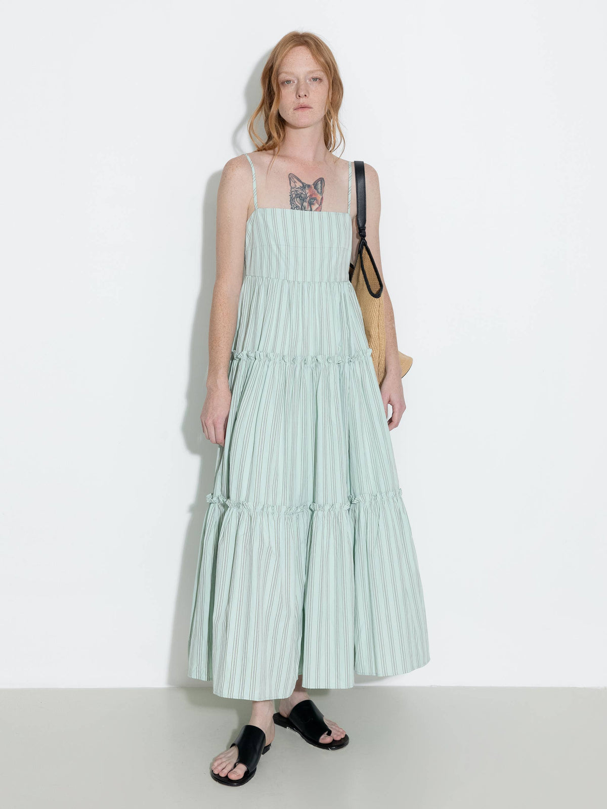 Strap Striped Cake Dress | Green & Red