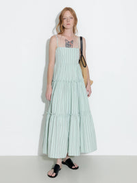Strap Striped Cake Dress | Green & Red