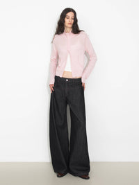 Vintage Curved Wide-Leg Trousers