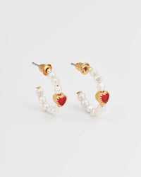 Heart Pearl Hoop Earrings