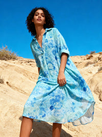 Shirt dress with watercolor print