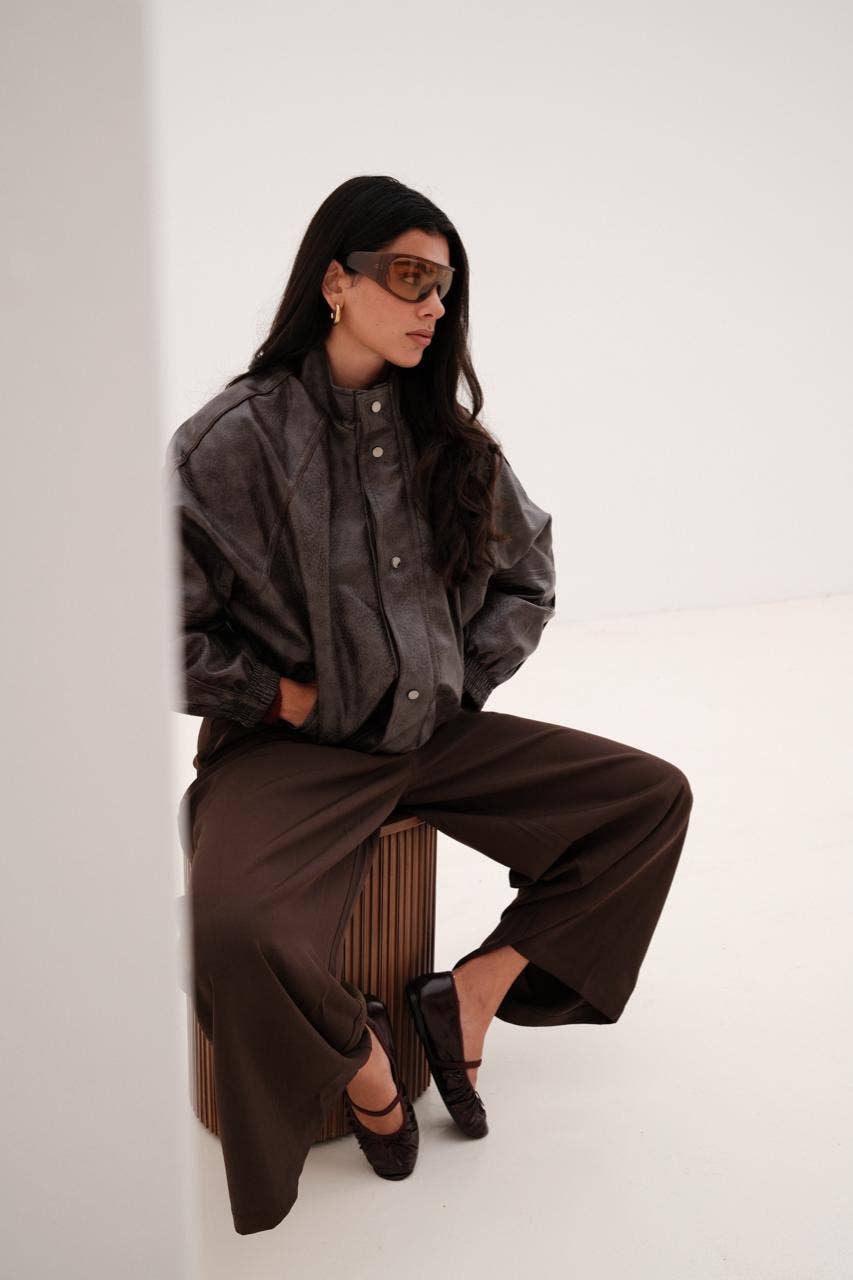 Louise Leather Look Jacket | Brown