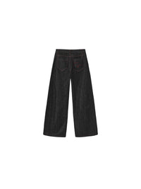 Vintage Curved Wide-Leg Trousers