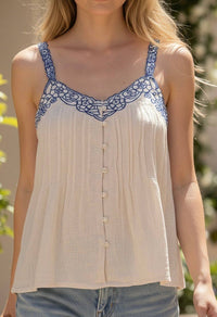 Weny Cotton Tape Tank Top | Blue