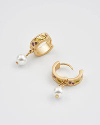 Blackberry Bramble Pearl Drop Gold Earrings