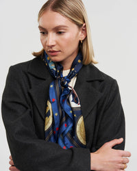 Zodiac Medium Square Scarf in Navy