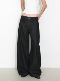 Vintage Curved Wide-Leg Trousers