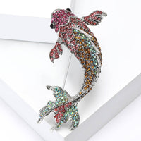 Crystal Koi Carp Brooch in Pinks