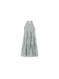 A-Line Halter Round-Neck Embroidered Maxi Dress