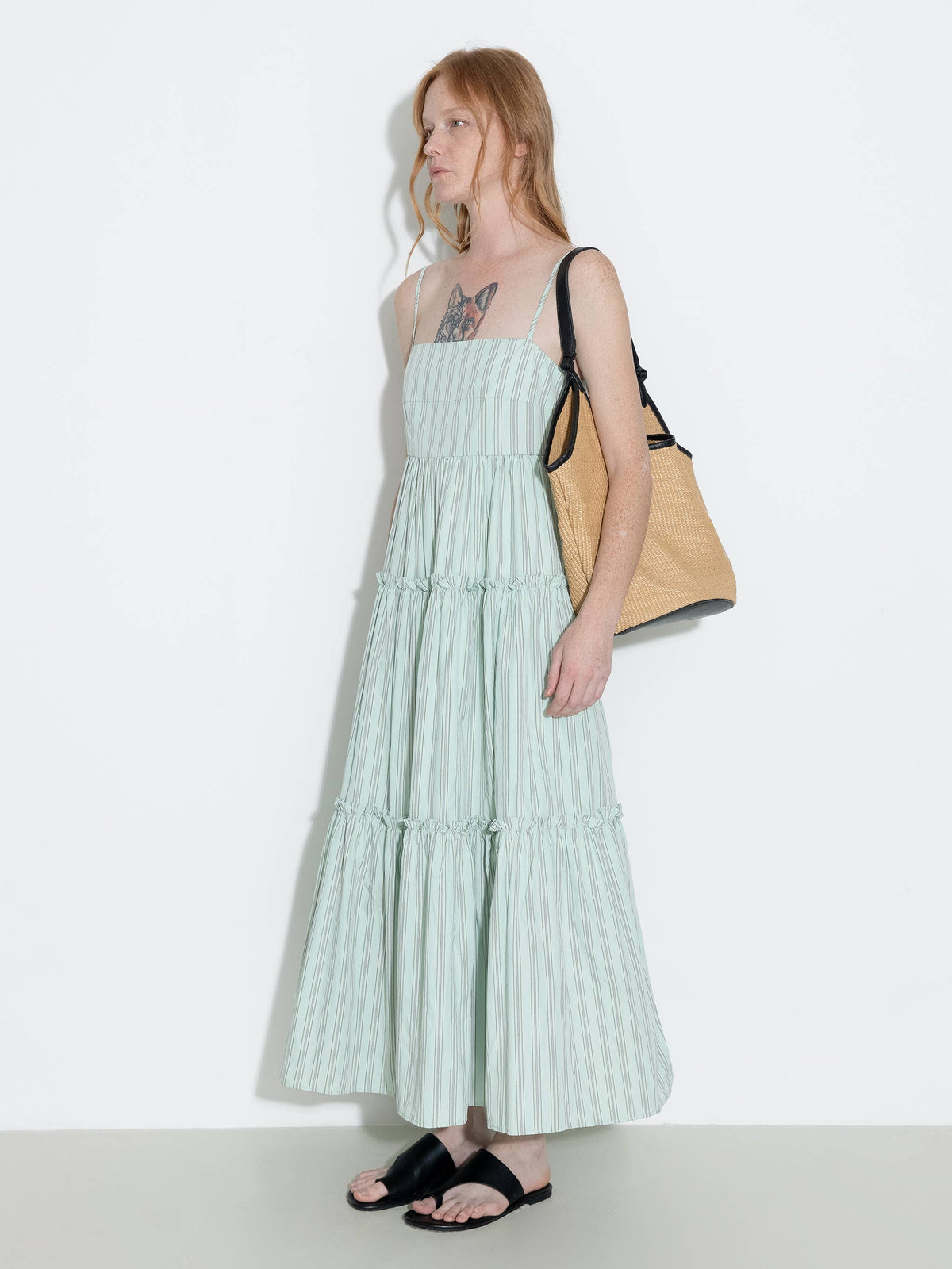 Strap Striped Cake Dress | Green & Red