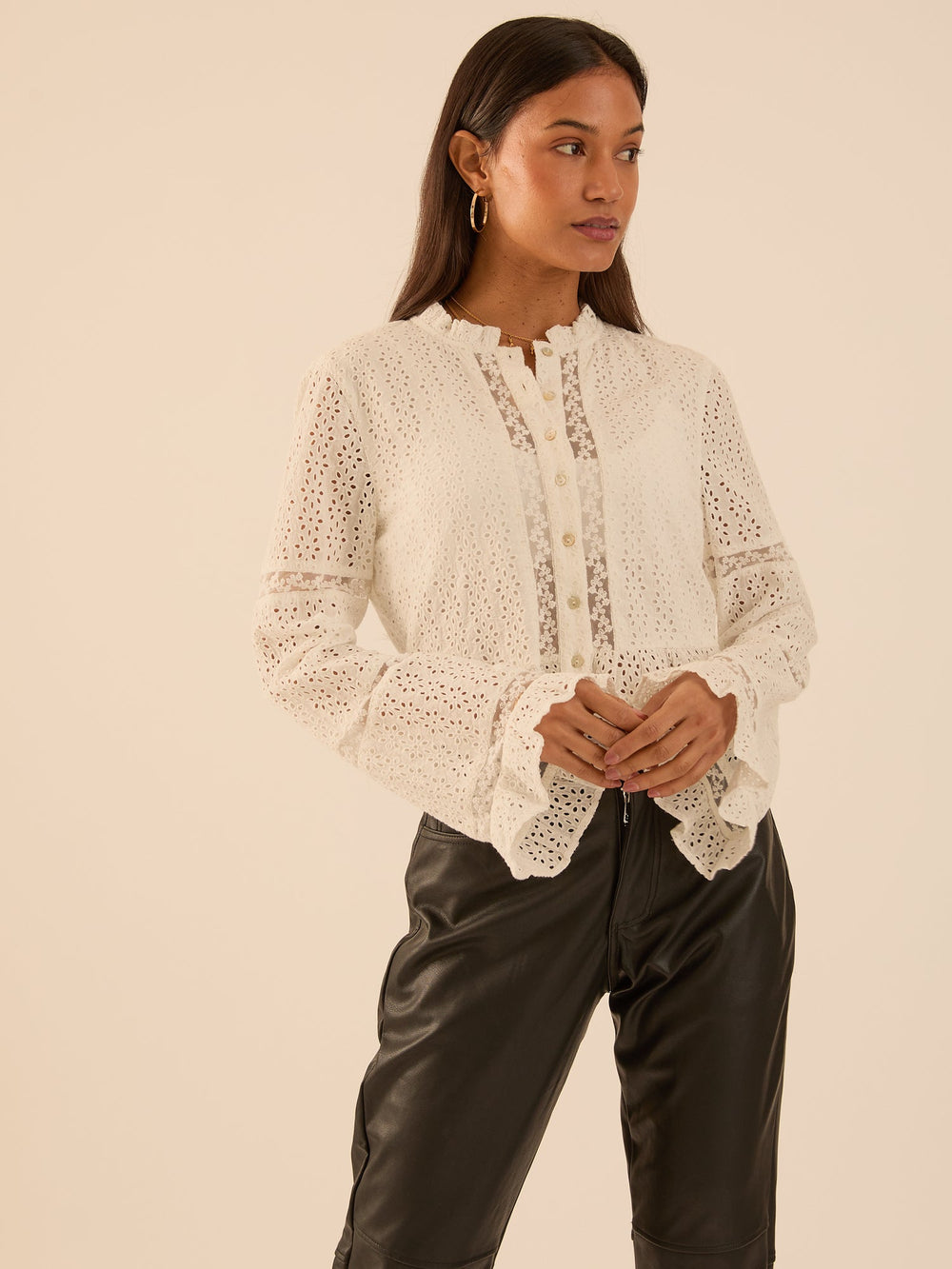 Abi Ivory Lace Broidere Blouse