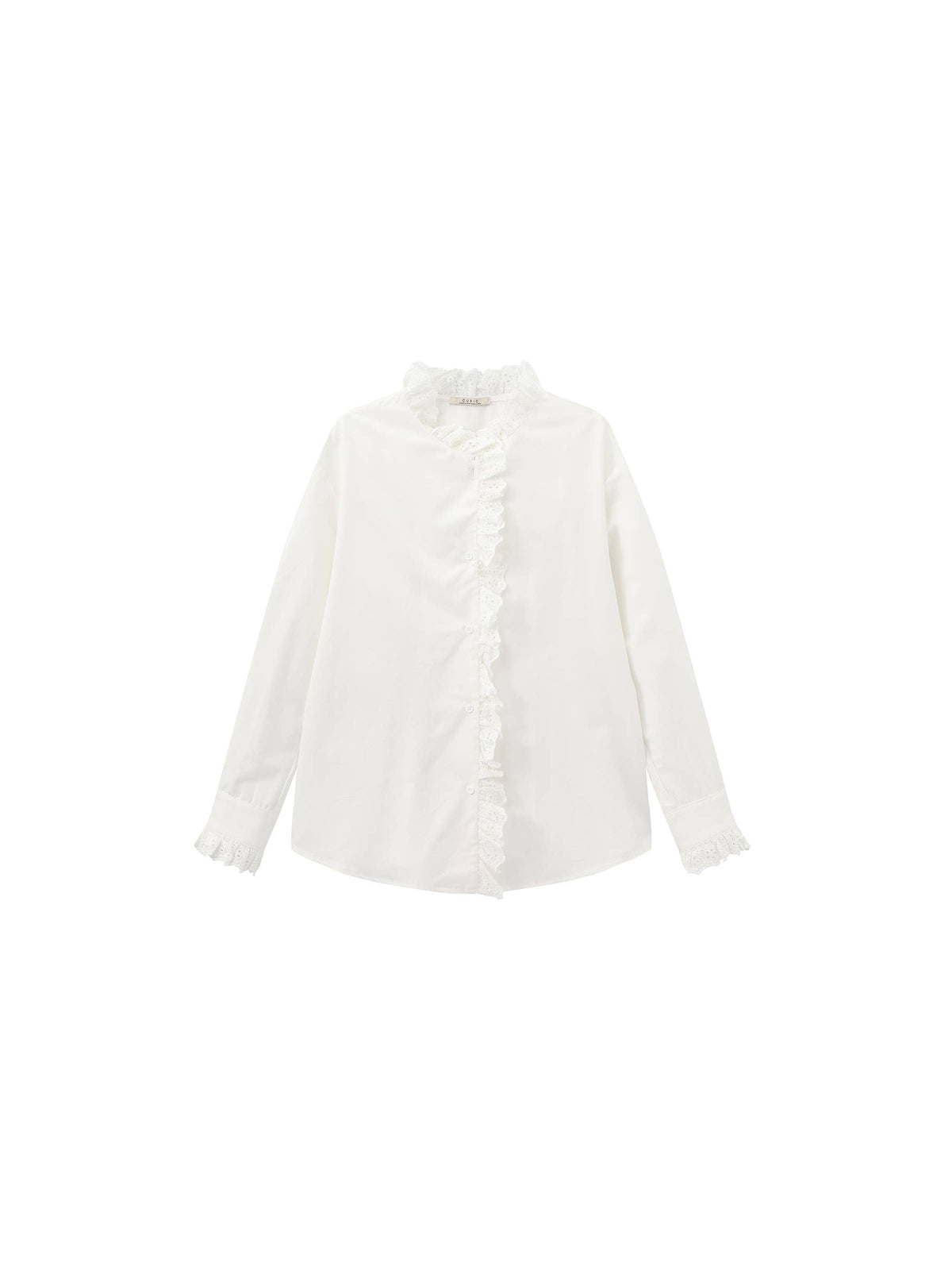 CUBIC Lace-Trimmed Linen Long-Sleeve Shirt