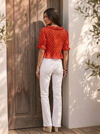 Suzie Cotton Polka-dot Crop Top | Red