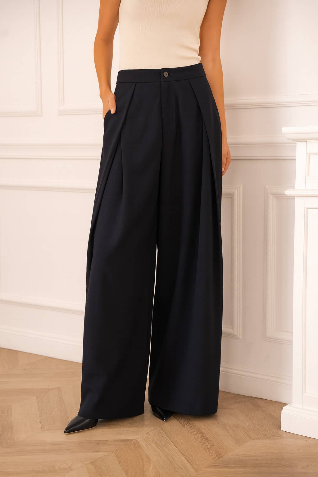Nikki Wide Leg Trousers | Navy