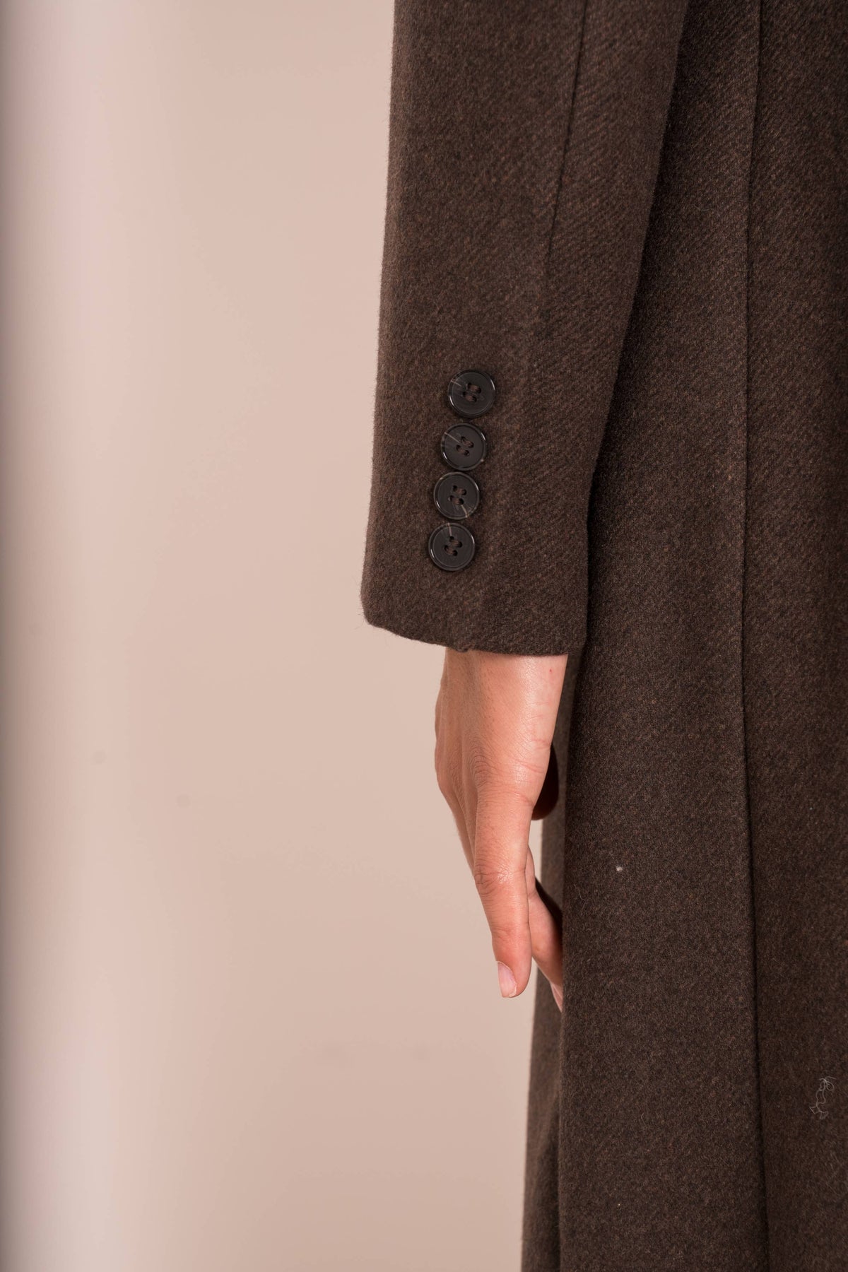 Fitting Long Coat with High Collar | Chocolate Brown