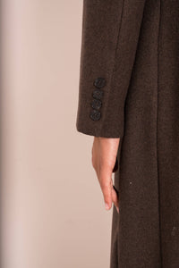 Fitting Long Coat with High Collar | Chocolate Brown